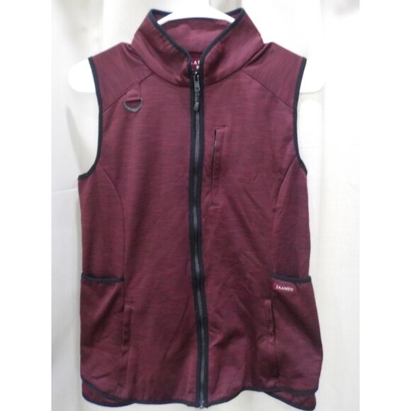Jaanuu 5 Pkt Scrub Outerwear Zip Fleece Vest Burgundy Junior Women's Size Medium - Picture 1 of 5